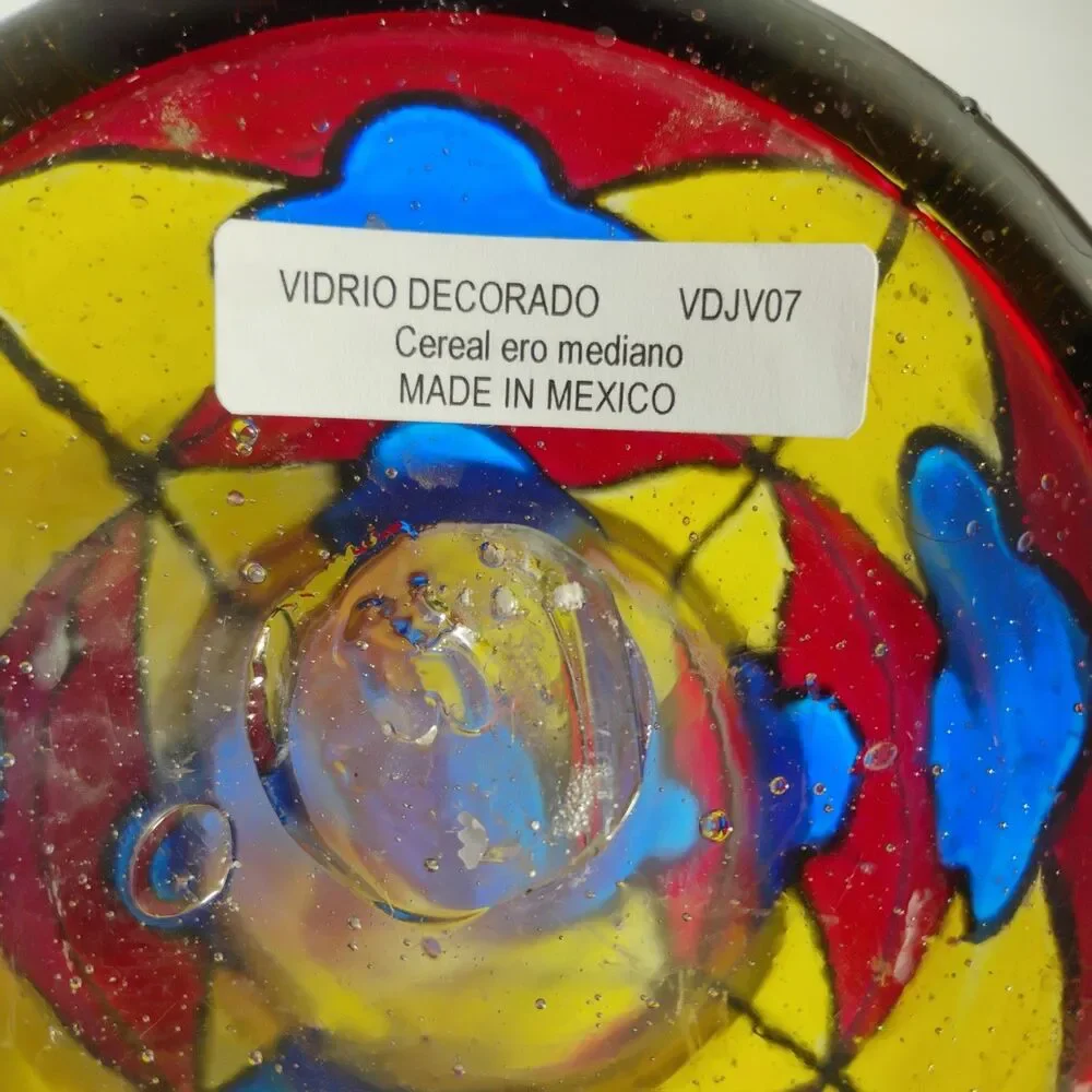 Vintage Vidrio  Stained Glass Lidded Jar, 8